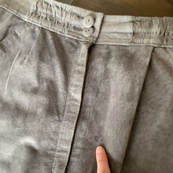 Final price* 80s Gray leather midi skirt suede - Picture 9 of 11